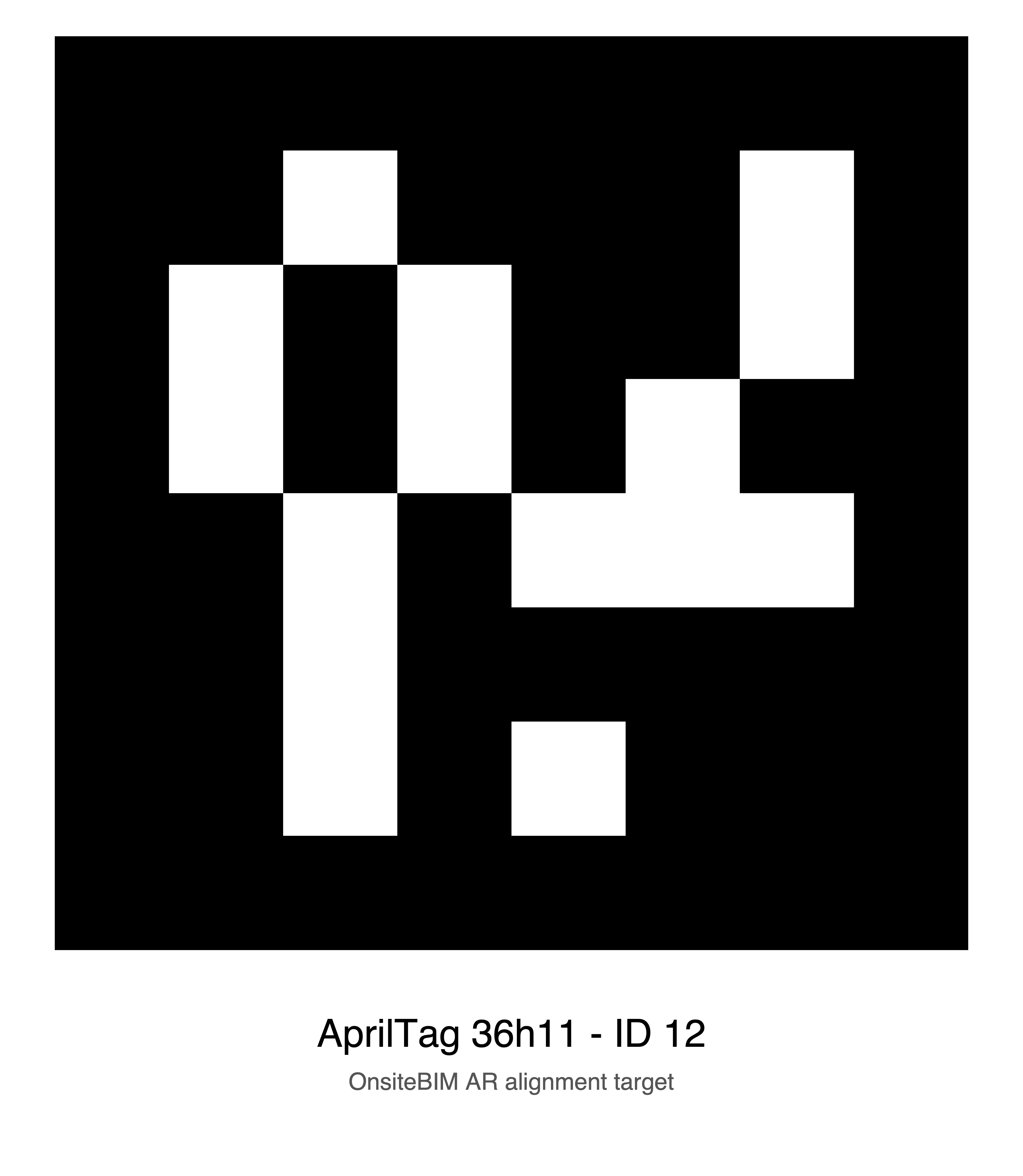 Alignment Target 36h11 ID 12 OnsiteBIM 5cm x 5cm Target