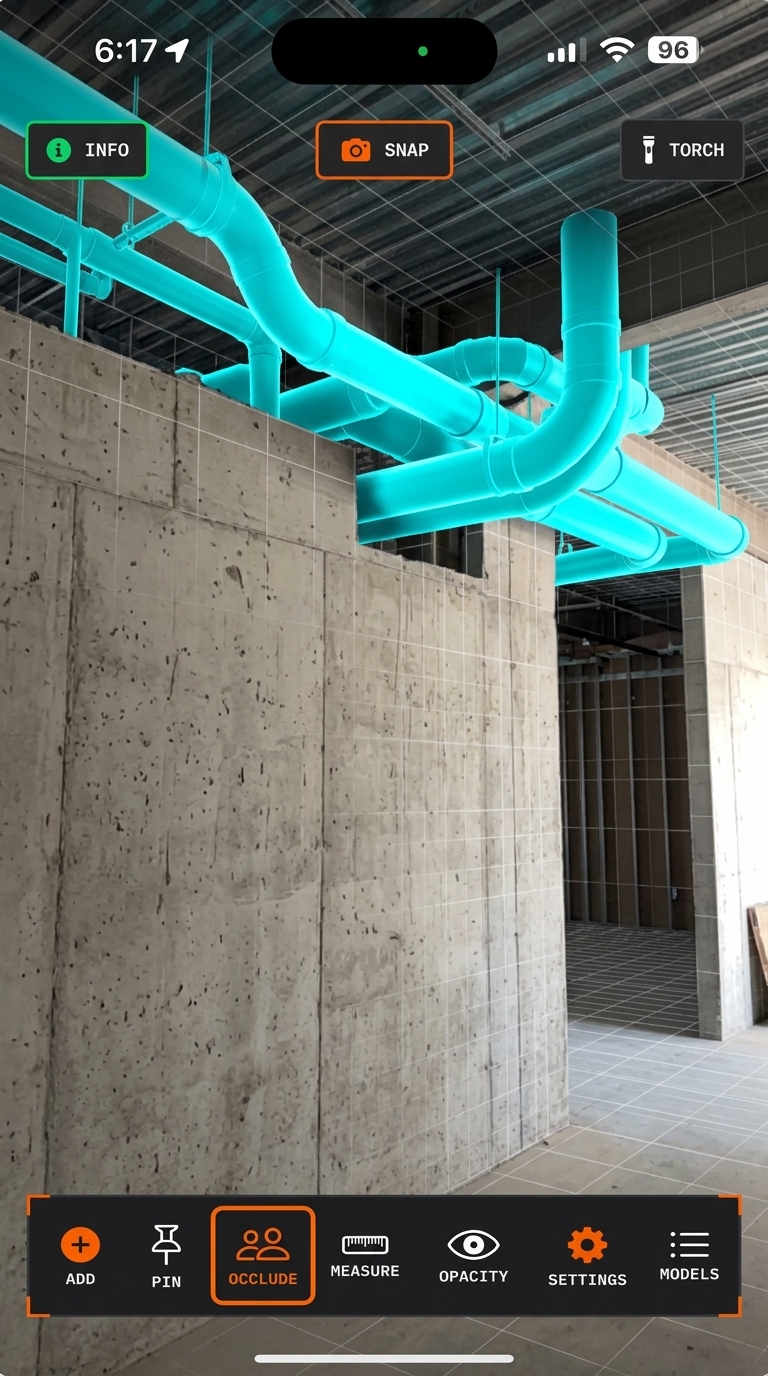 OnsiteBIM LiDAR wall depth occlusion comparison view