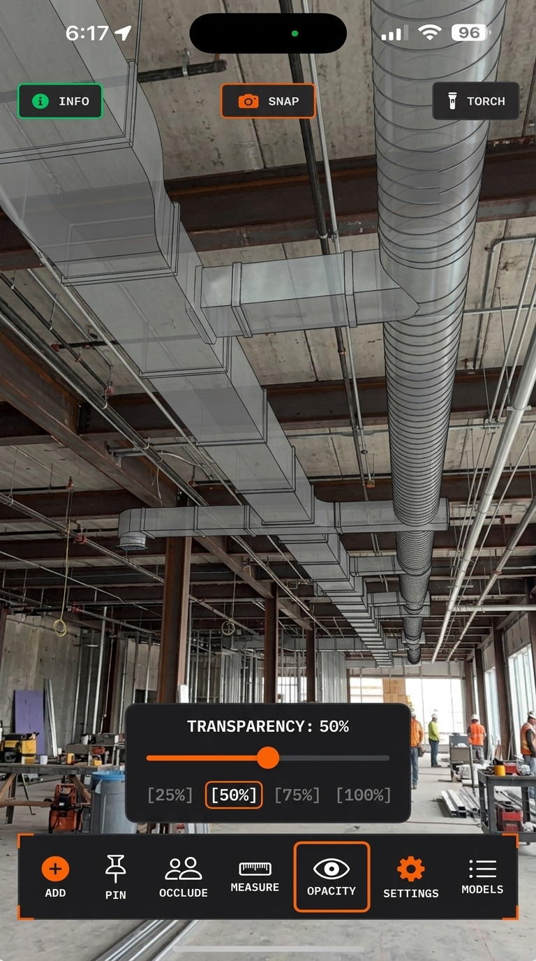 OnsiteBIM Model transparency opacity slider feature